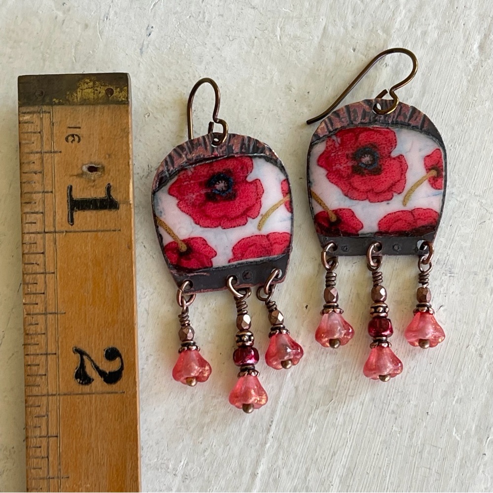ARTISAN Earrings “Poppies” - Dangles - Picture 8 of 10